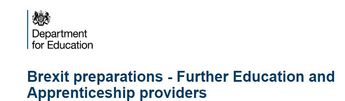 Brexit preparations - Further Education and Apprenticeship providers