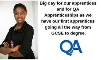 Big day for our apprentices and for QA Apprenticeships as we have our first apprentices going all the way from gcse to degree.