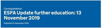 ESFA Update further education: 13 November 2019