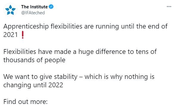 COVID-19 APPRENTICESHIP MEASURES TO RUN TO END OF 2021