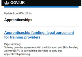 Apprenticeship funding: legal agreement for training providers